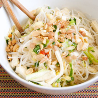 Spicy Rice Noodle Salad with Cabbage and Tofu