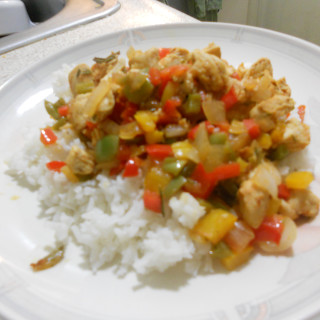 Spicy Rosemary Chicken and Bell Pepper stir-fry