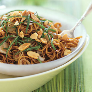 Spicy Sesame Noodles with Chopped Peanuts and Thai Basil
