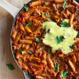 Spicy Tomato–Tuna Noodle Skillet Casserole With Aioli