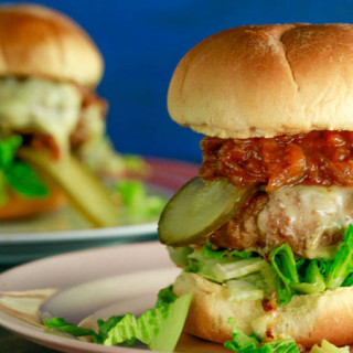 Spicy Turkey Burgers with Barbecued Onions