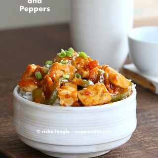 Spicy Vegan Orange Tofu and Peppers. Glutenfree Recipe