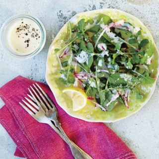 Spinach and Arugula Salad with Creamy Parmesan Dressing