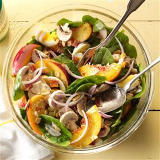 Spinach and Bacon Salad with Peaches Recipe