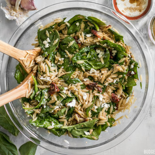 Spinach and Orzo Salad with Balsamic Vinaigrette