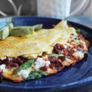 Spinach, Goat Cheese and Chorizo Omelette