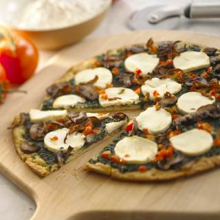 Spinach & Mushroom Pizza with Goat Cheese