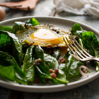 Spinach Salad With Pancetta and Fried Eggs