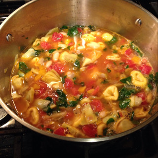 Spinach, white bean and tortellini soup