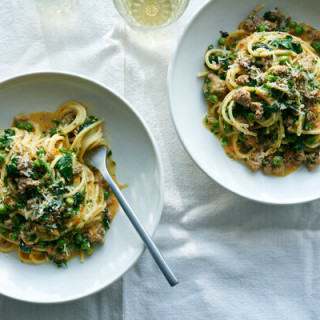 Spring Pasta Bolognese With Lamb and Peas