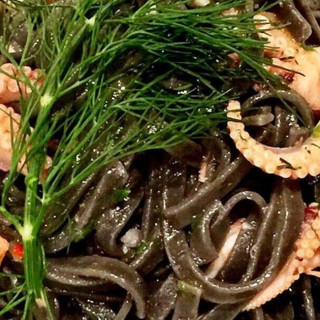 Squid Ink Pasta with Seafood and Chilli