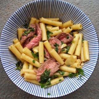 Steak and Spinach Pasta In Garlic and Olive Oil