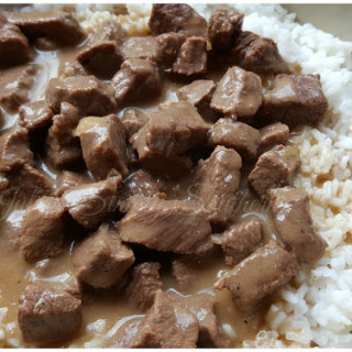 Stewed Beef Tips and Rice