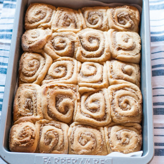 Sticky Rolls with Pecan Bourbon Maple Filling and Eggnog Glaze