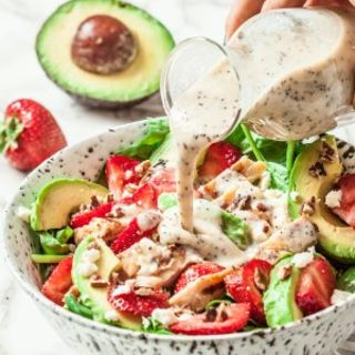 Strawberry Avocado Chicken Salad (Healthy Poppyseed Dressing)