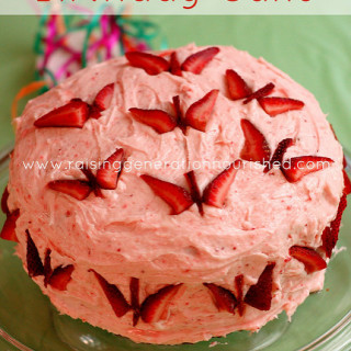 Strawberry Birthday Cake :: Gluten, Egg, Nut,  and  Dye Free