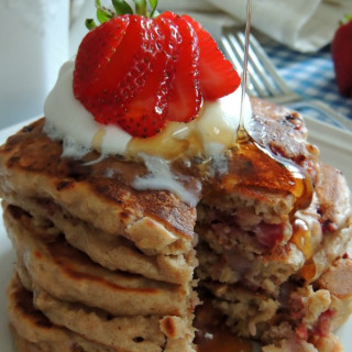 Strawberry Oatmeal Pancakes