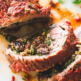 Stuffed Flank Steak Recipe with Spinach, Sun Dried Tomatoes, and Feta Chees