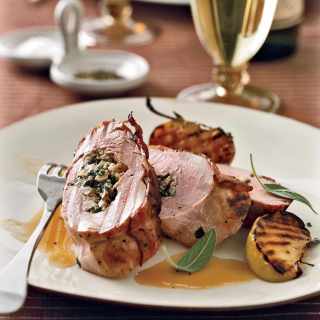 Stuffed Pork Tenderloins with Bacon and Apple-Riesling Sauce Recipe
