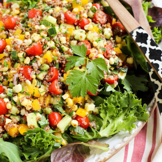 Summer Quinoa and Veggies Salad with Honey-Shallot Vinaigrette