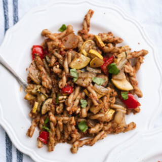 Sun-Dried Tomato Pesto Pasta with Roasted Vegetables