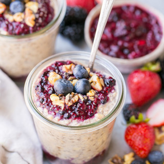Superfood Overnight Oats with Easy Berry Chia Jam
