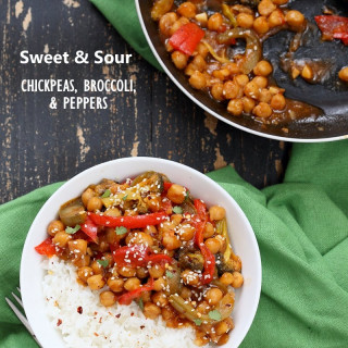 Sweet and Sour Chickpeas Peppers Broccoli