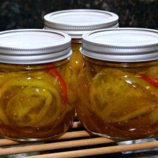 Sweet and Tart Green Tomato Pickles