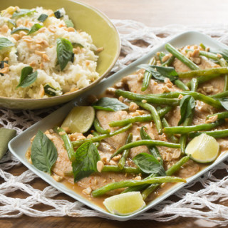 Sweet Chili-Ponzu Catfish and Green Beanswith Coconut-Ginger Rice