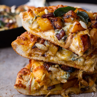 Sweet 'n' Spicy Fall Harvest Pizza with Butternut Squash, Onions, & Bacon