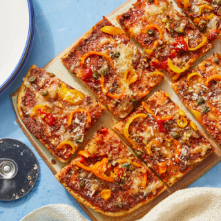 Sweet Pepper Focaccia Pizza with Spicy Garlic Oil