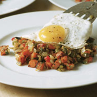 Sweet Potato and Chile Hash with a Fried Egg