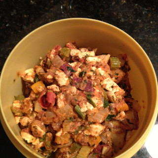 Sweet Potato Hash With Peppers, Tomato and Tofu