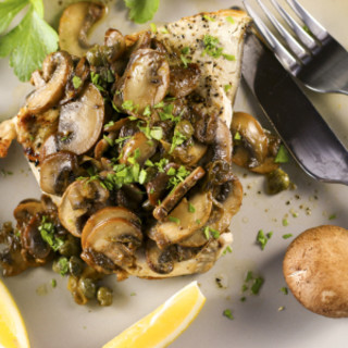 Swordfish With Mushrooms, Lemon And Capers