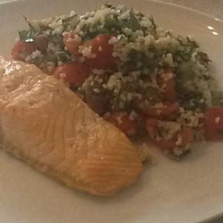 Tabbouleh with roasted spiced salmon