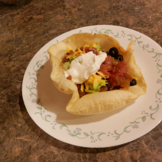 Taco Bowls with white shells  