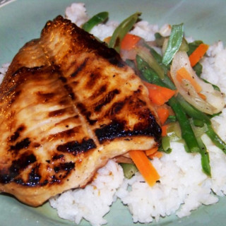 Teriyaki Orange Roughy with Stir-Fried Veggies and Rice
