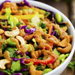 Thai Cashew Chopped Salad with a Ginger Peanut Sauce