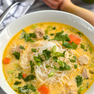 Thai style chicken noodle soup