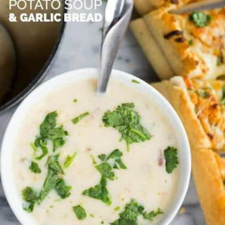 Three Cheese Chipotle Potato Soup &amp; Garlic Bread