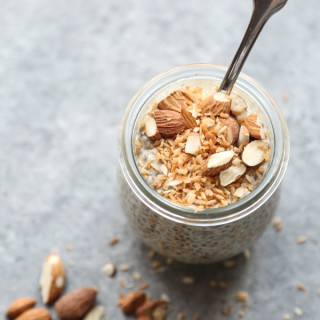 Toasted Coconut-Almond Crunch Chia Pudding with Maca