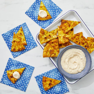 Toasted Curry Pita Chips with Spicy Mango Chutney Dip