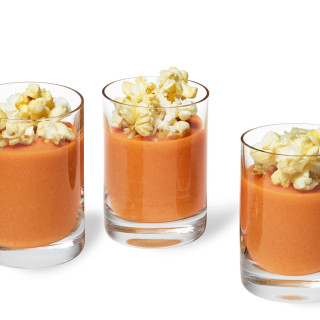 Tomato and Truffle Popcorn Soup Shooters