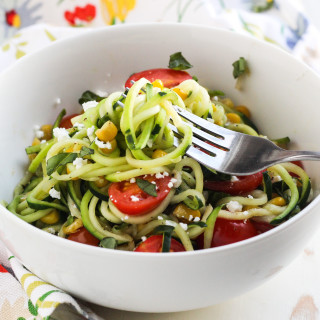 Tomato, Corn and Goat Cheese Spiralized Zucchini and quot;Pasta and quot;
