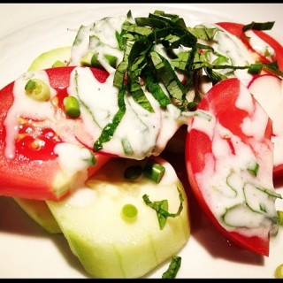 Tomato Cucumber Salad with Creamy Herb Dressing