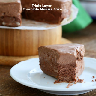 Triple Layer Chocolate Mousse Cake Vegan Gluten free Recipe. No Bake, No Pa