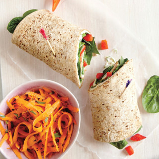 Turkey and Swiss Wrap with Carrot Salad