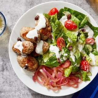 Turkey Kofta &amp; Tzatziki-Dressed Salad with Pickled Onion