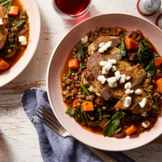 Tuscan Chicken &amp; Green Lentil Stew with Goat Cheese