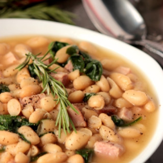 Tuscan White Bean Soup with Ham #SundaySupper